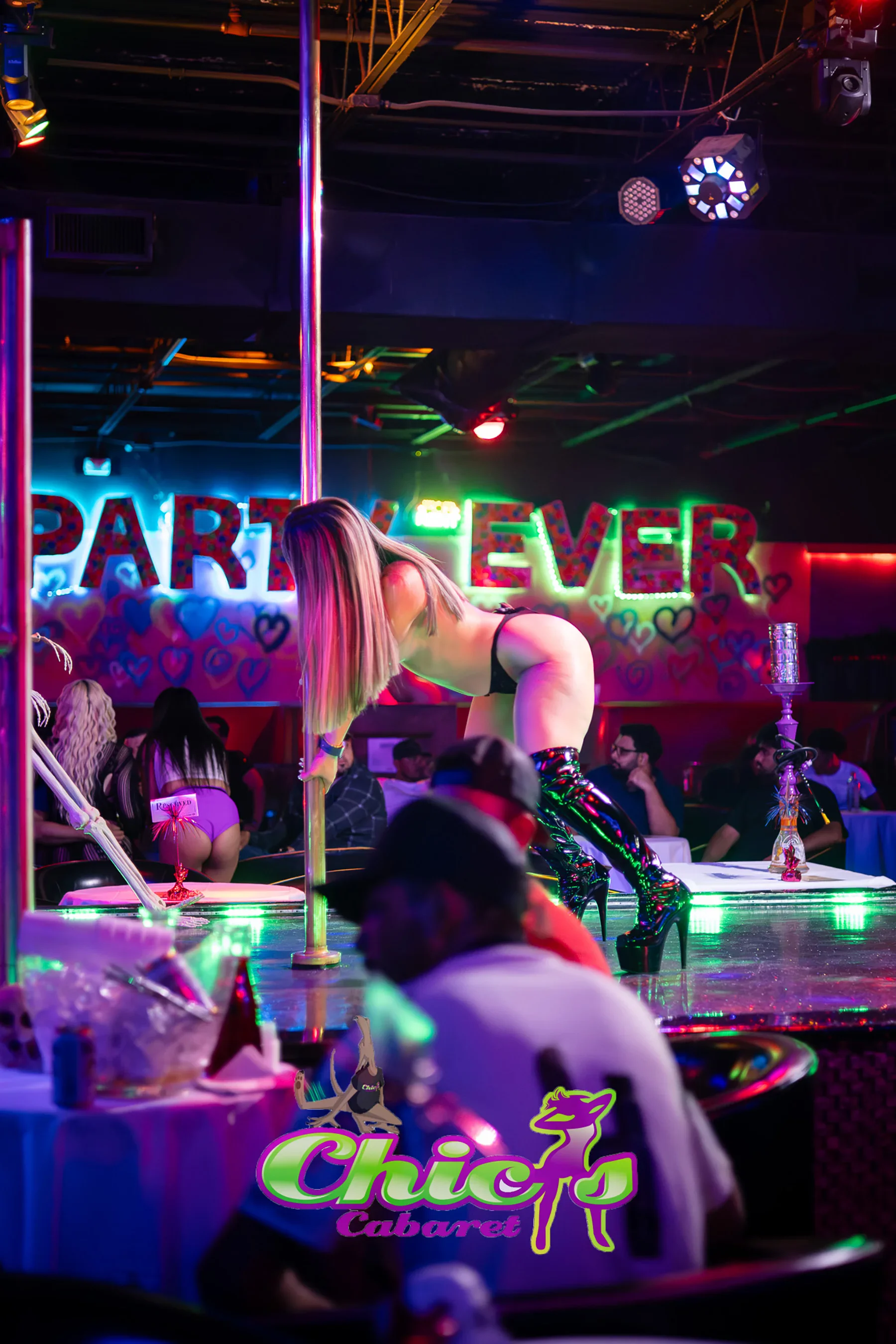 Chicas Cabaret Houston stage during a night event